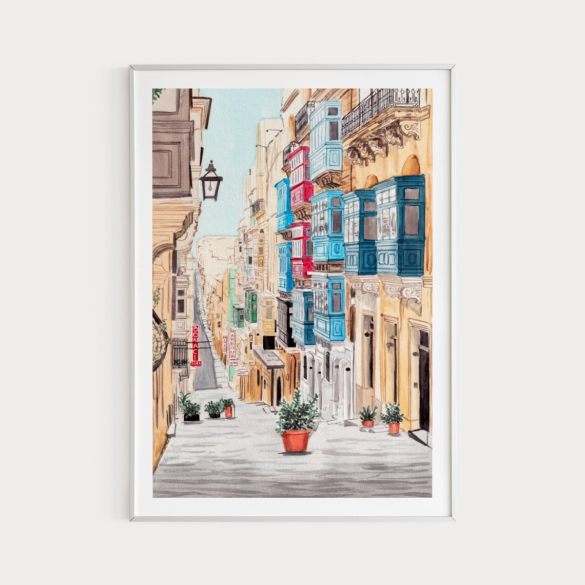 Valletta Malta Cityscape Art Print, Travel Poster