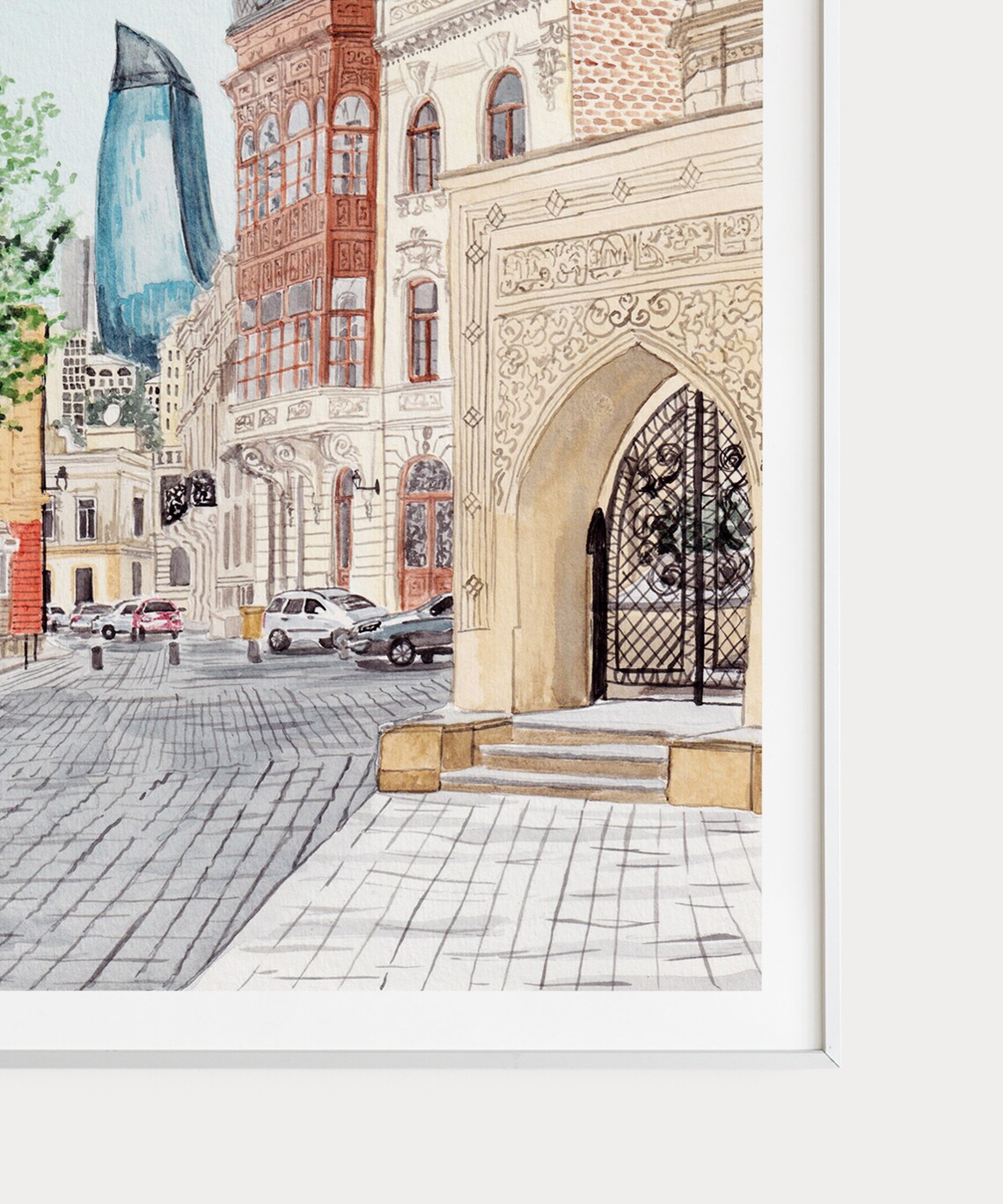 Baku Azerbaijan Travel Poster, Cityscape View - Image 3