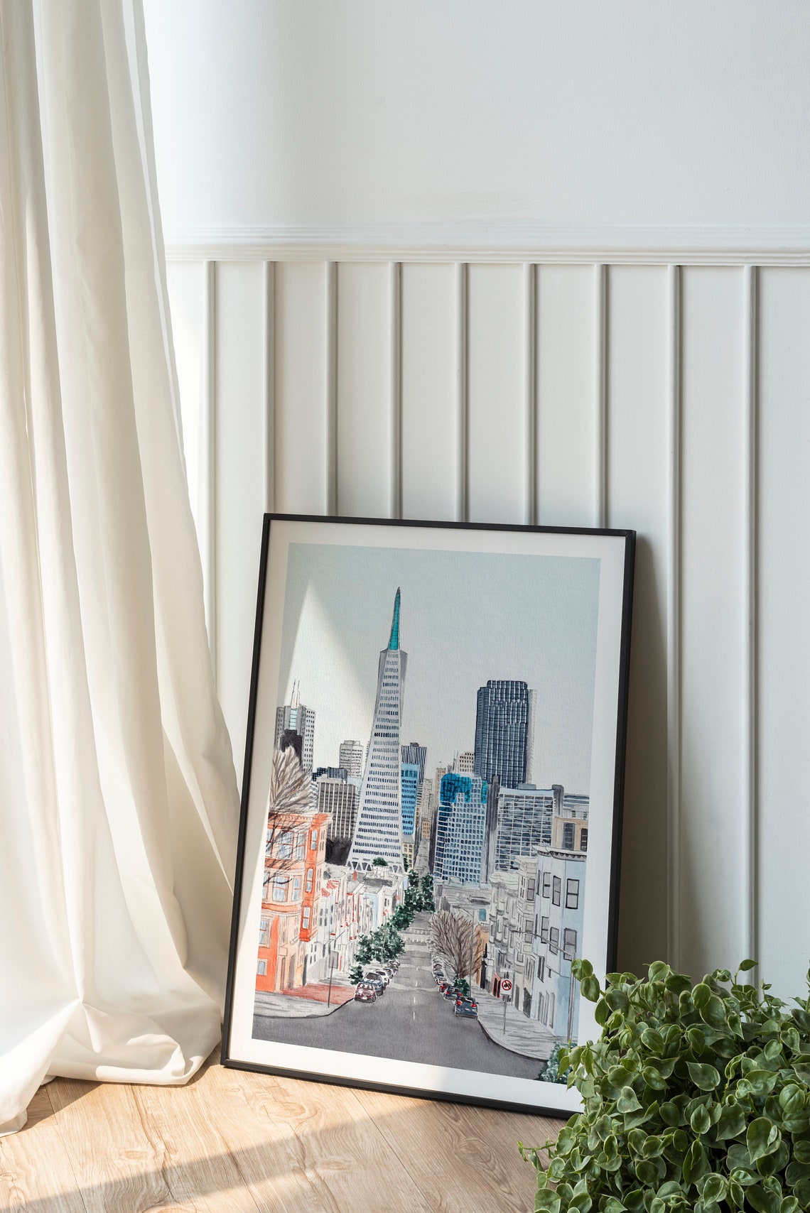 San Francisco Skyline Transamerica Pyramid Watercolor Poster - Image 3