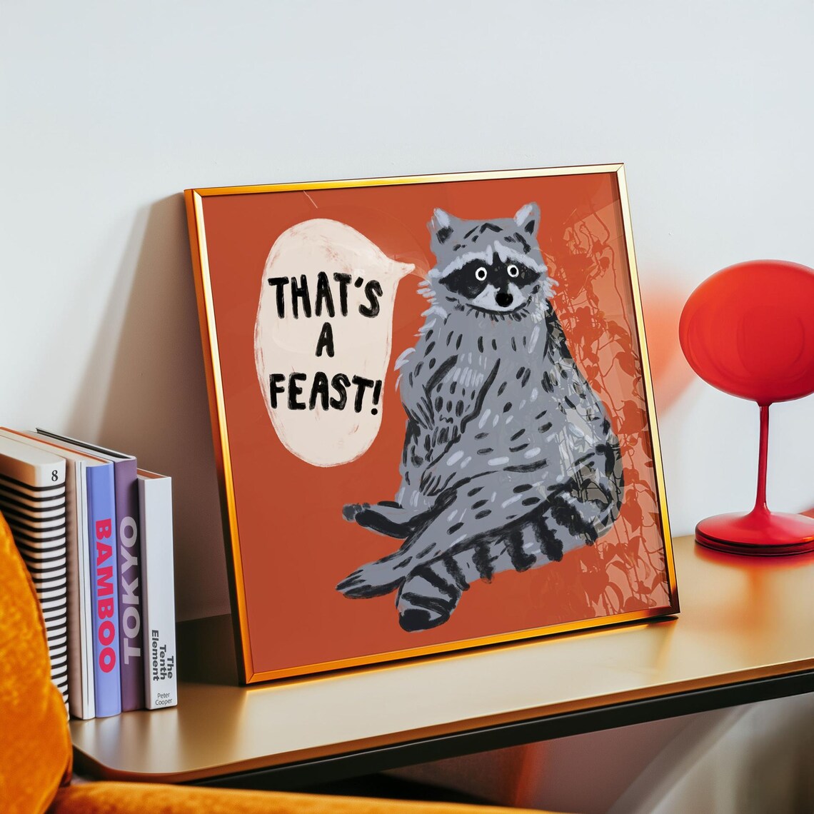 Funny Raccoon Kitchen Art Print, Quirky Dining Decor