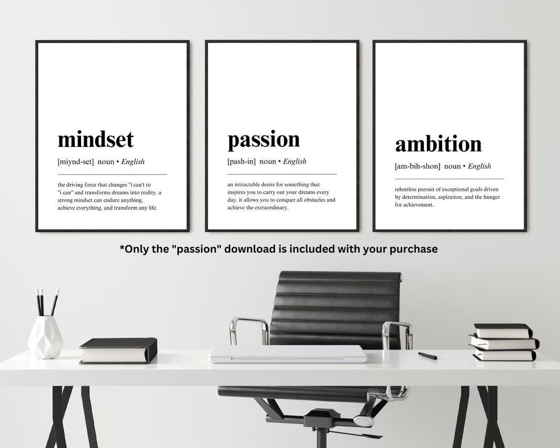Passion Definition Inspirational Minimalist Dictionary Quote Poster - Image 3