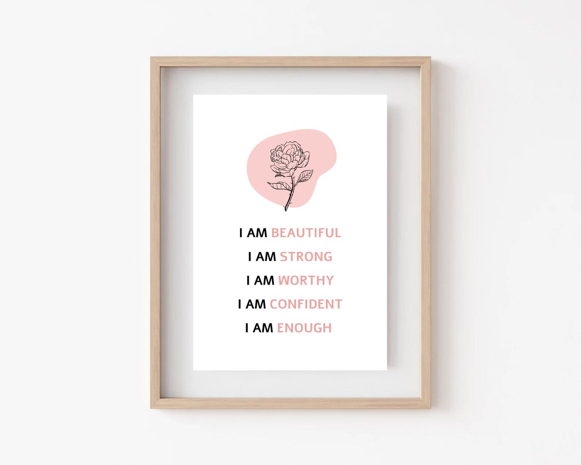 I Am Beautiful Strong Worthy Confident Enough Affirmations Poster - Image 4
