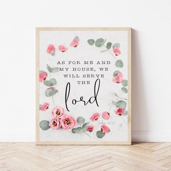As For Me And My House Joshua 2415 Christian Kitchen Decor Bible Verse Dining Room Living Wall Art