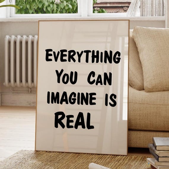 Everything You Can Imagine Is Real Manifestation Art Print Retro Affirmation Wall 70s Manifest Poster Trendy Decor