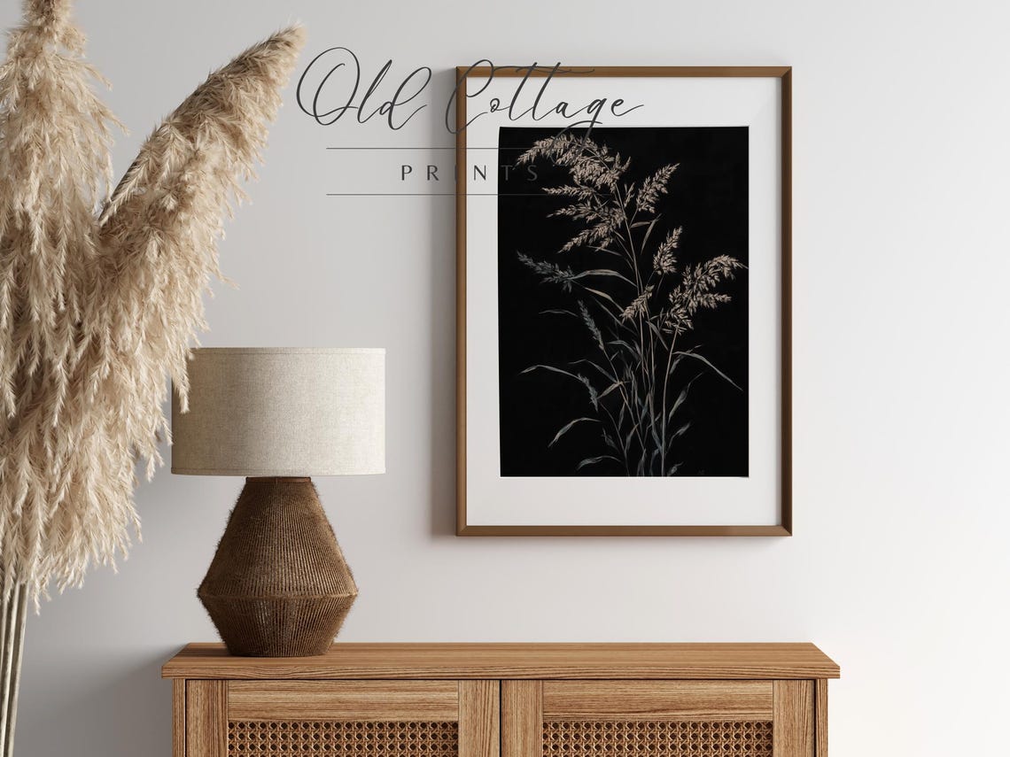 Wheat Grass Sketch Nature Inspired Minimalist Wall Art Feathered Plant Stems Neutral Decor Delicate Grass - Image 2