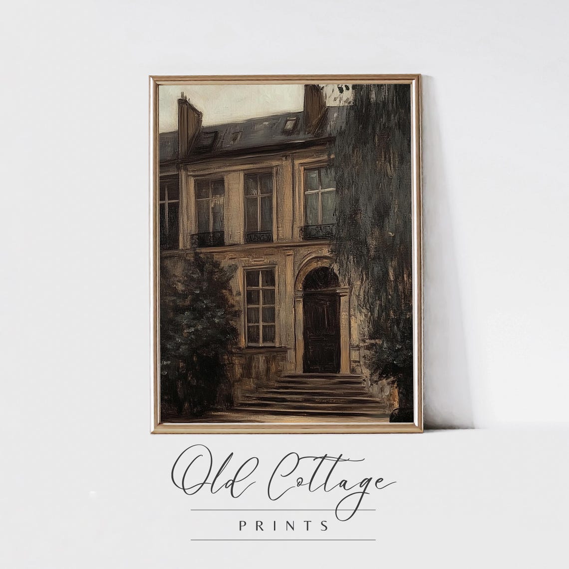 Old Stone Townhouse Facade Moody European Architecture Art Print