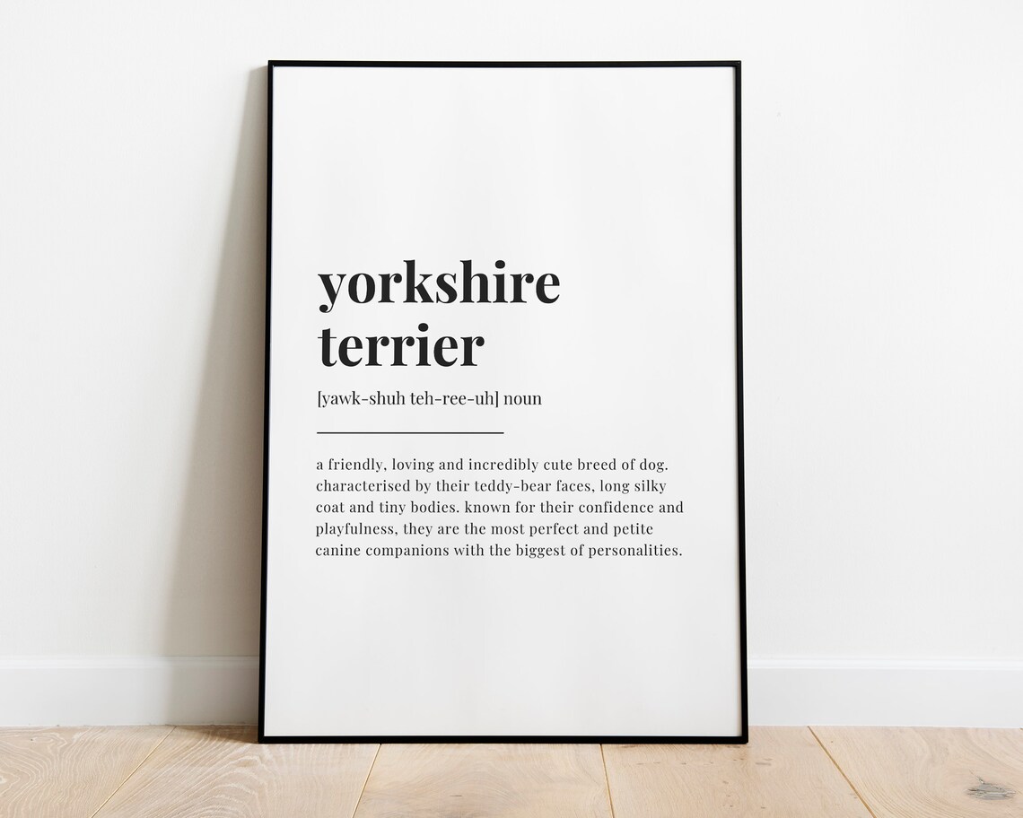 Yorkshire Terrier Definition Art Print, Dog Decor