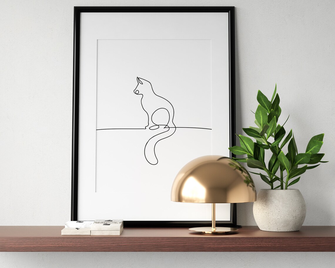 Cat Line Drawing Abstract Line Art - Image 3