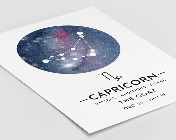 Capricorn Definition Art Print, Zodiac Astrology
