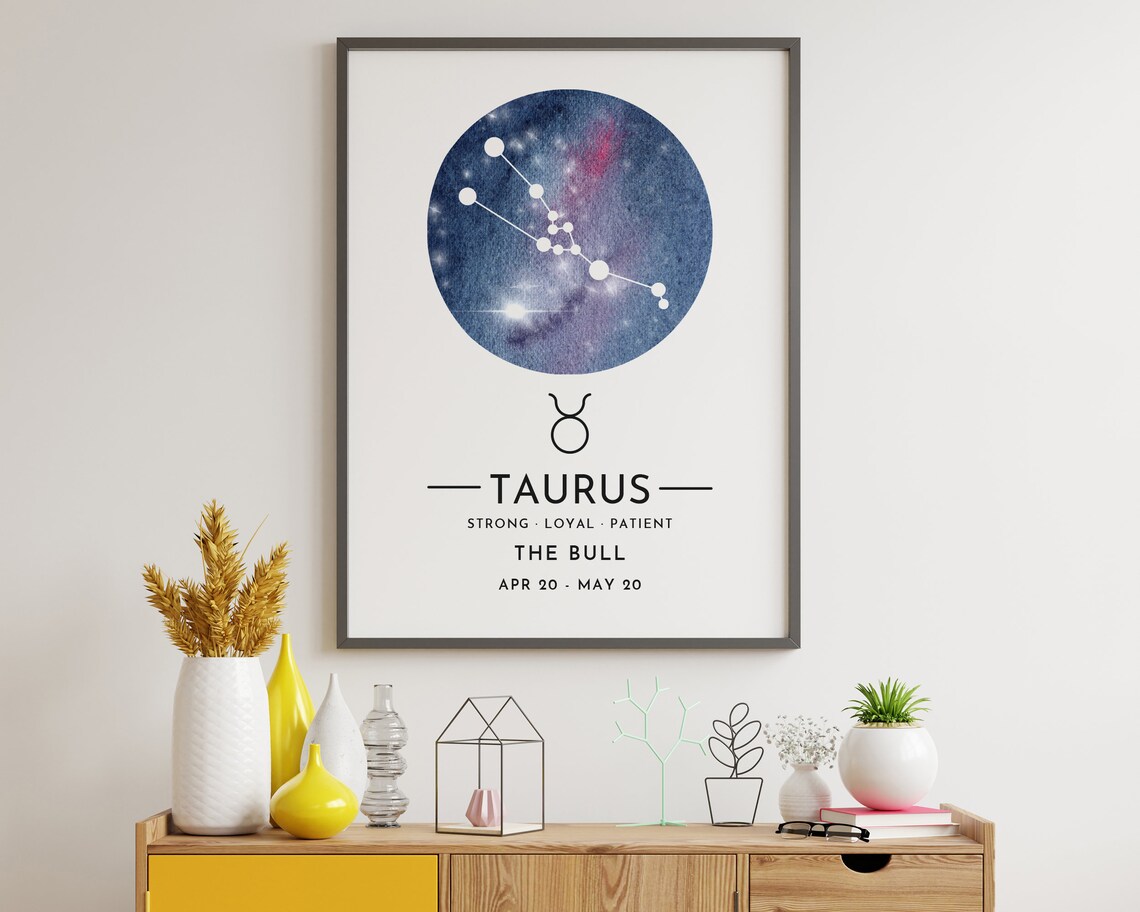 Taurus Star Sign Zodiac Art, Wall Art Print - Image 2