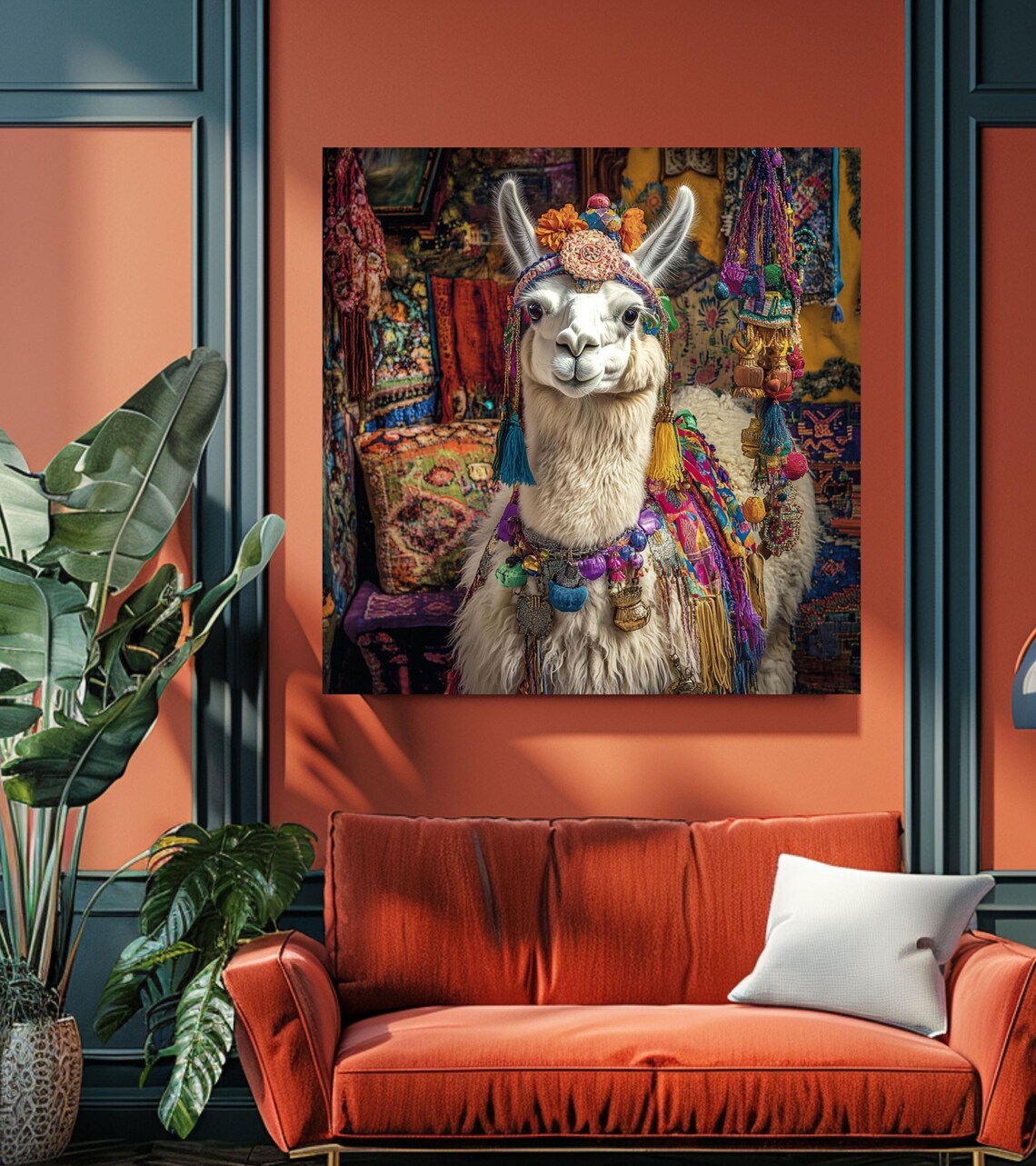 Bohemian Llama Wall Art, Colorful Maximalist Decor - Image 2