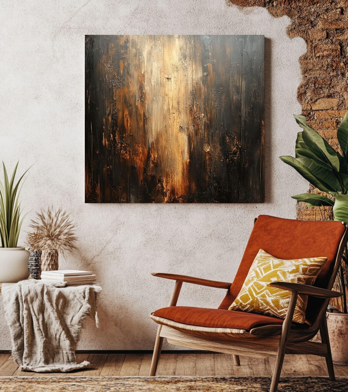 Modern Minimalist Abstract Wood Design, Rustic Decor - Image 2