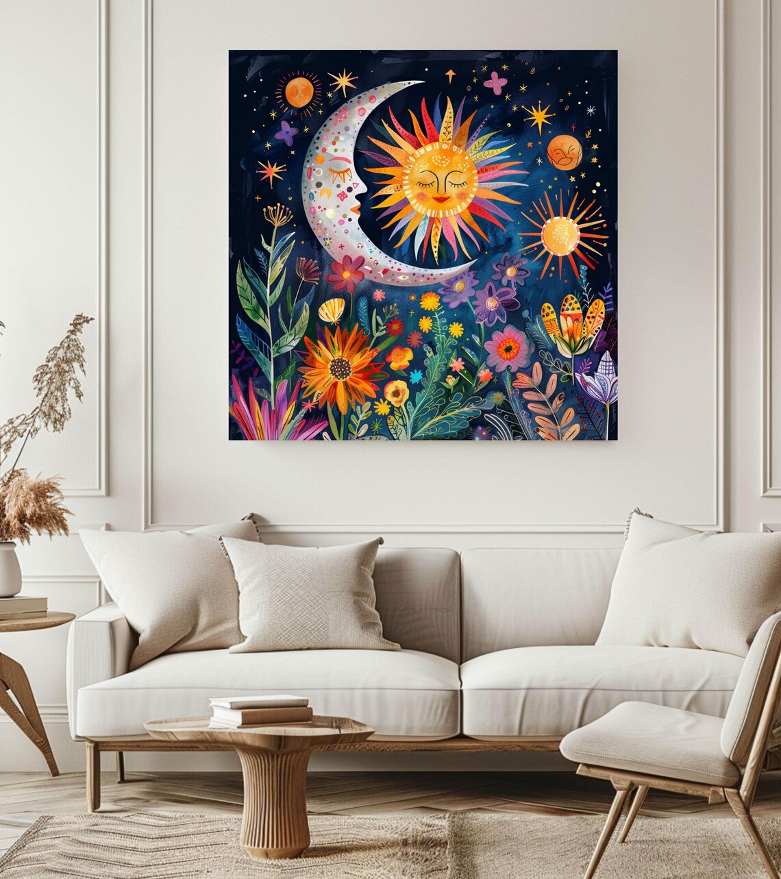 Celestial Floral Poster, Cosmic Boho Decor - Image 5