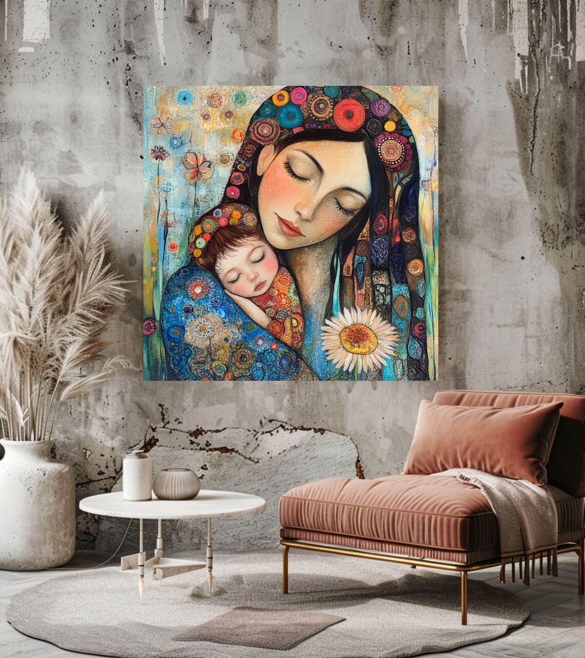 Mother And Child Boho Wall Art, Hippie Decor - Image 4