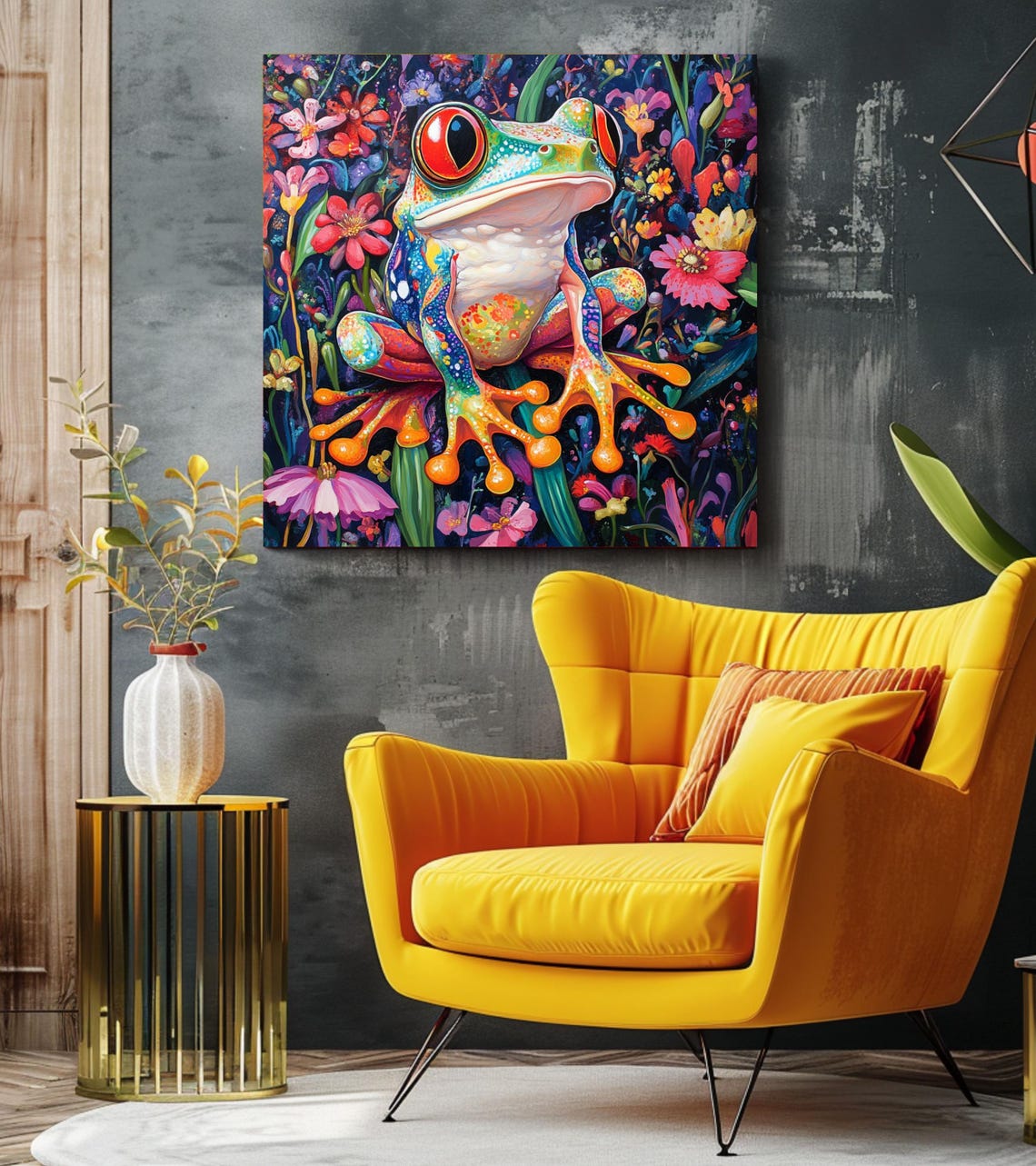 Whimsical Frog Wall Art Colorful Amphibian Nature Print William Morris Style Vibrant Jungle Decor Instant - Image 3