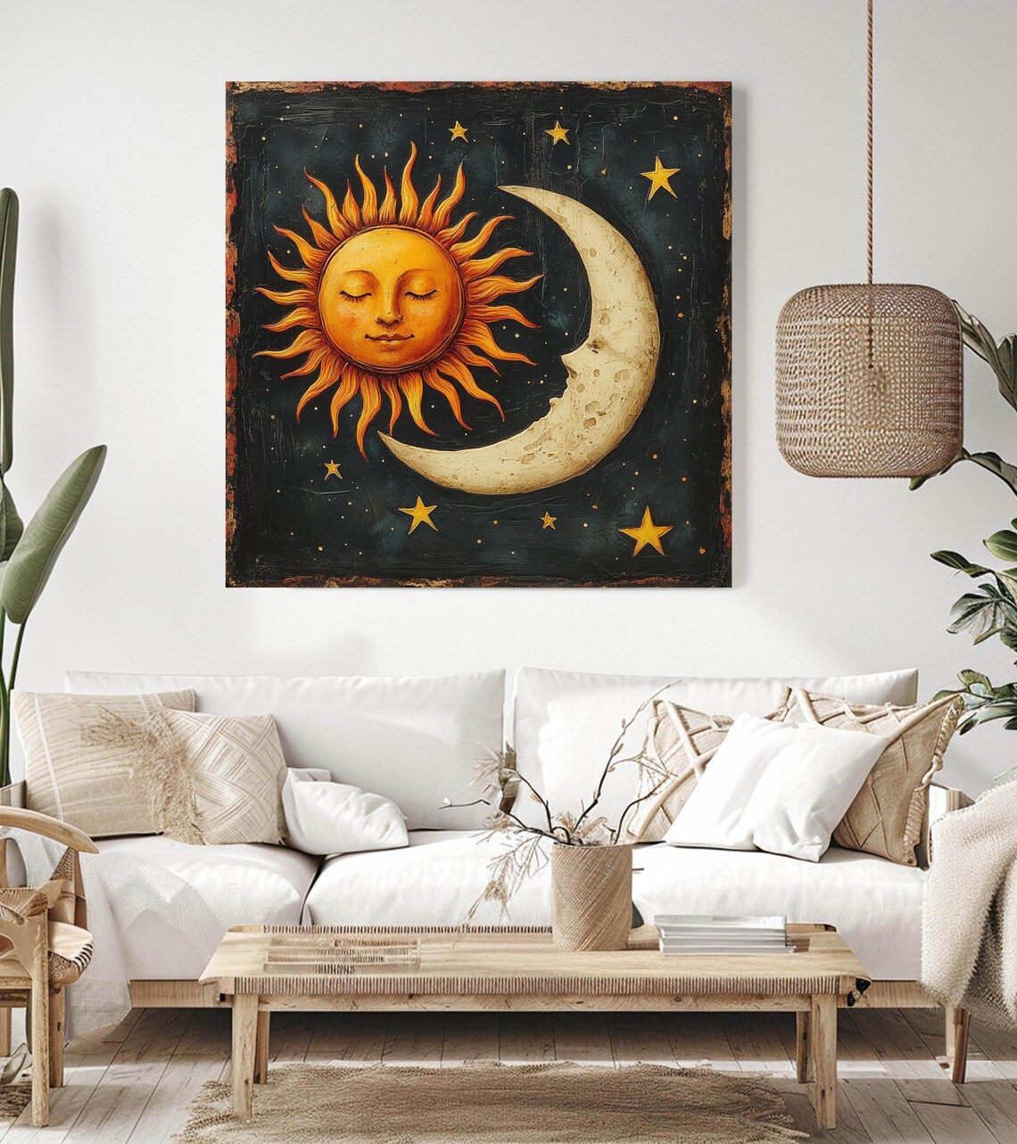 Vintage Sun And Moon Art, Mystical Cosmos Decor - Image 3