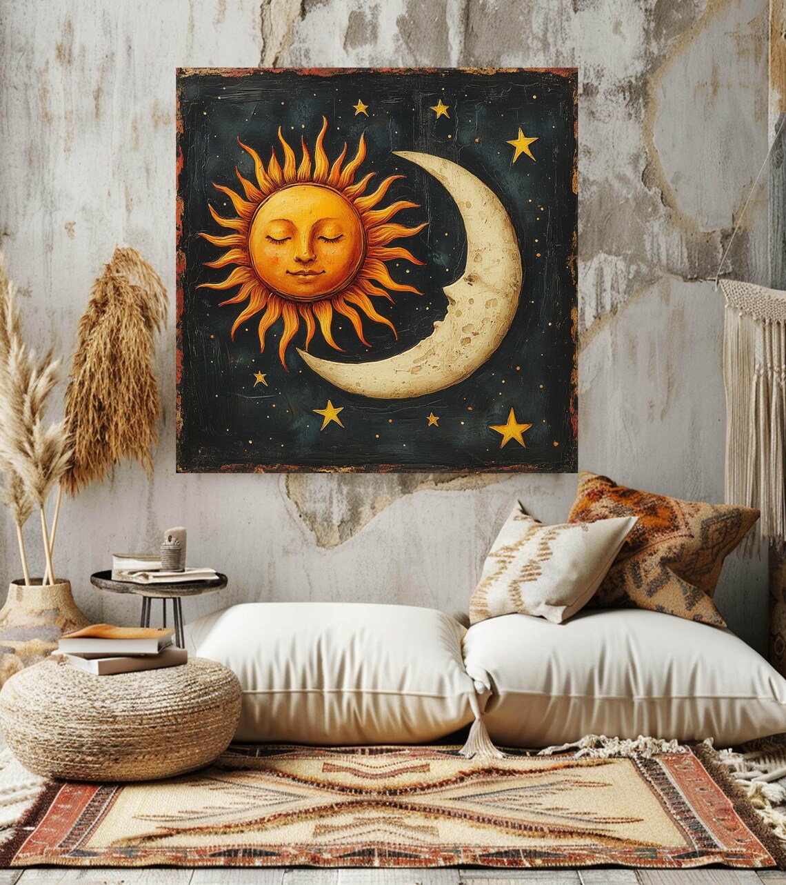 Vintage Sun And Moon Art, Mystical Cosmos Decor - Image 2