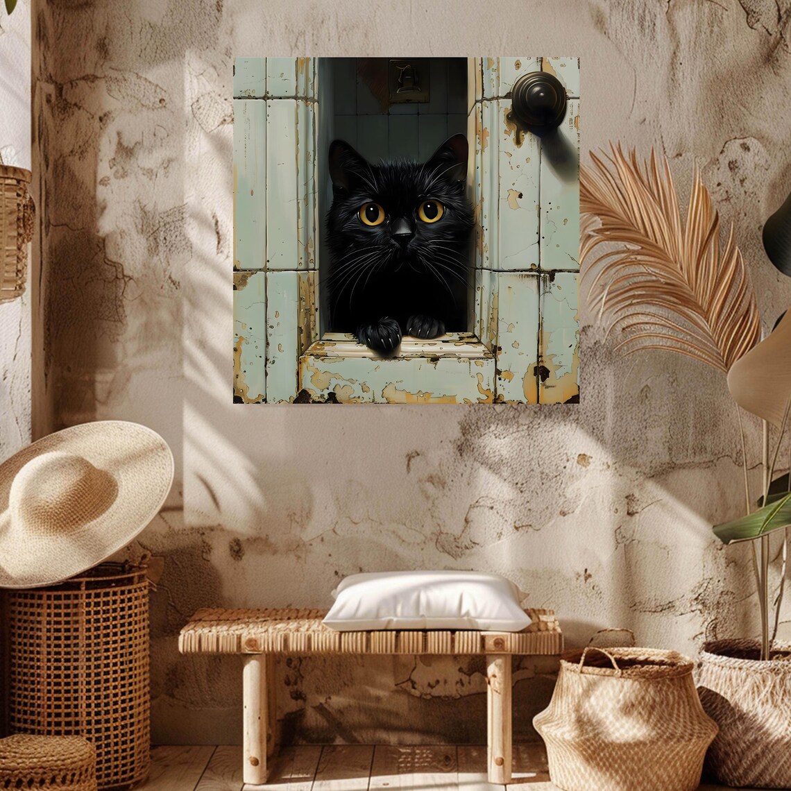 Black Cat Bathroom Wall Art, Trendy Decor - Image 5