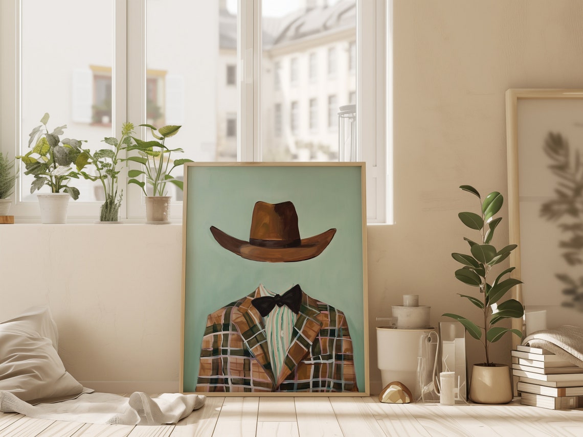 Hand Drawn Cowboy Painting, Vintage Western Poster - Image 4