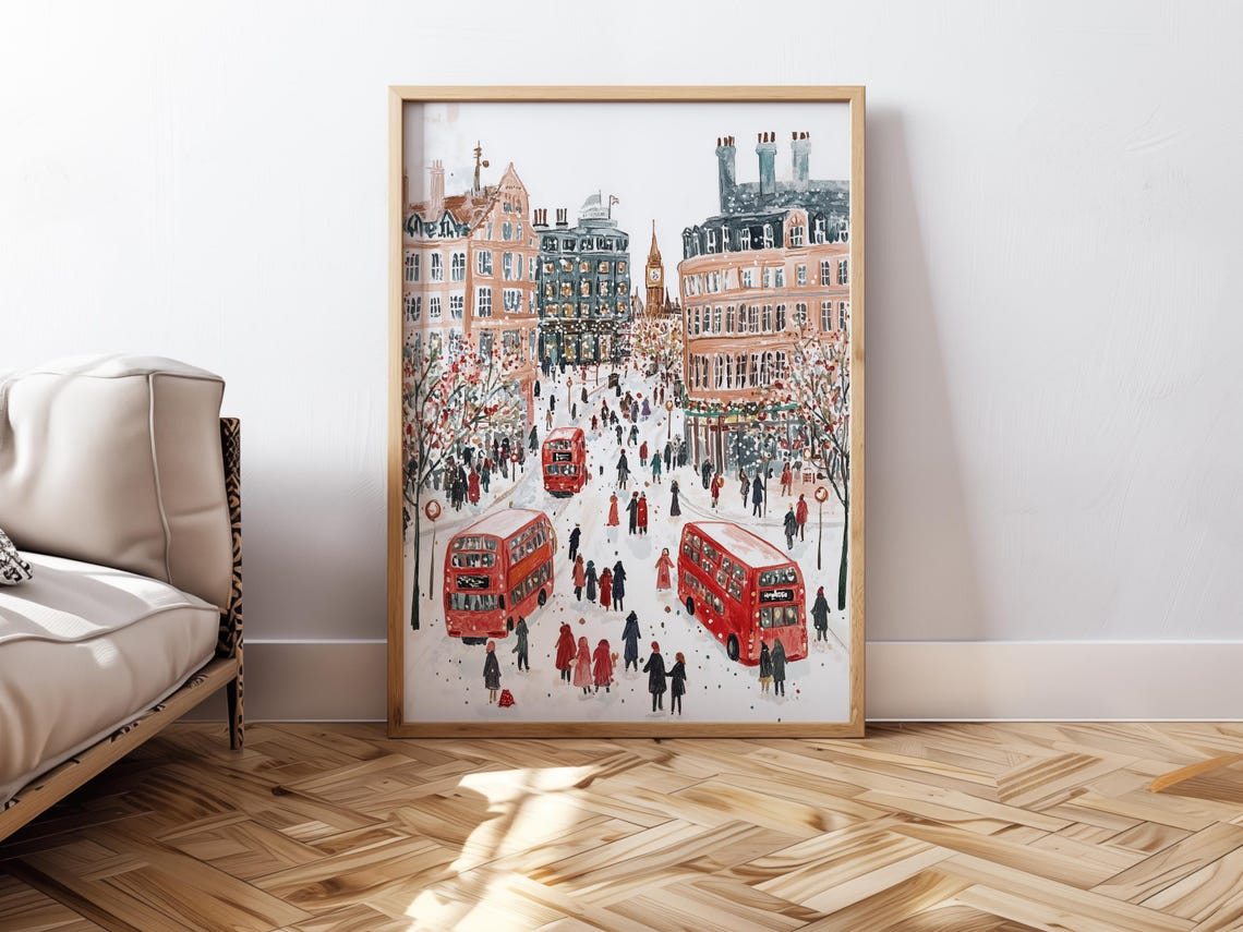 London Winter Retro City Art Print - Image 3