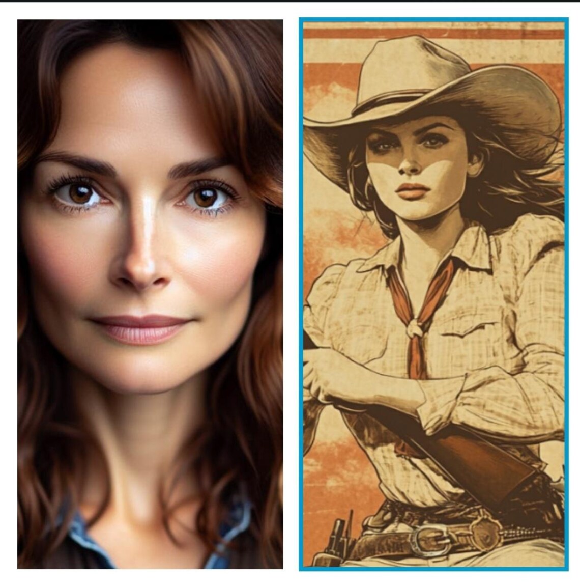 Cowgirl With Pistol Riding Alligator Pulp Western Adventure Poster - Image 2