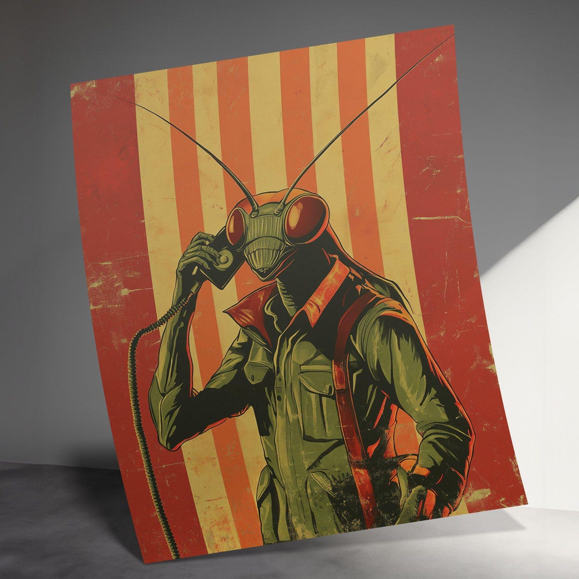 Vintage Inspired Mantis Art Print Retro Mantis Wall Decor Unique Insect Art Poster Cool Mantis Illustration Quirky Home Decor - Image 3