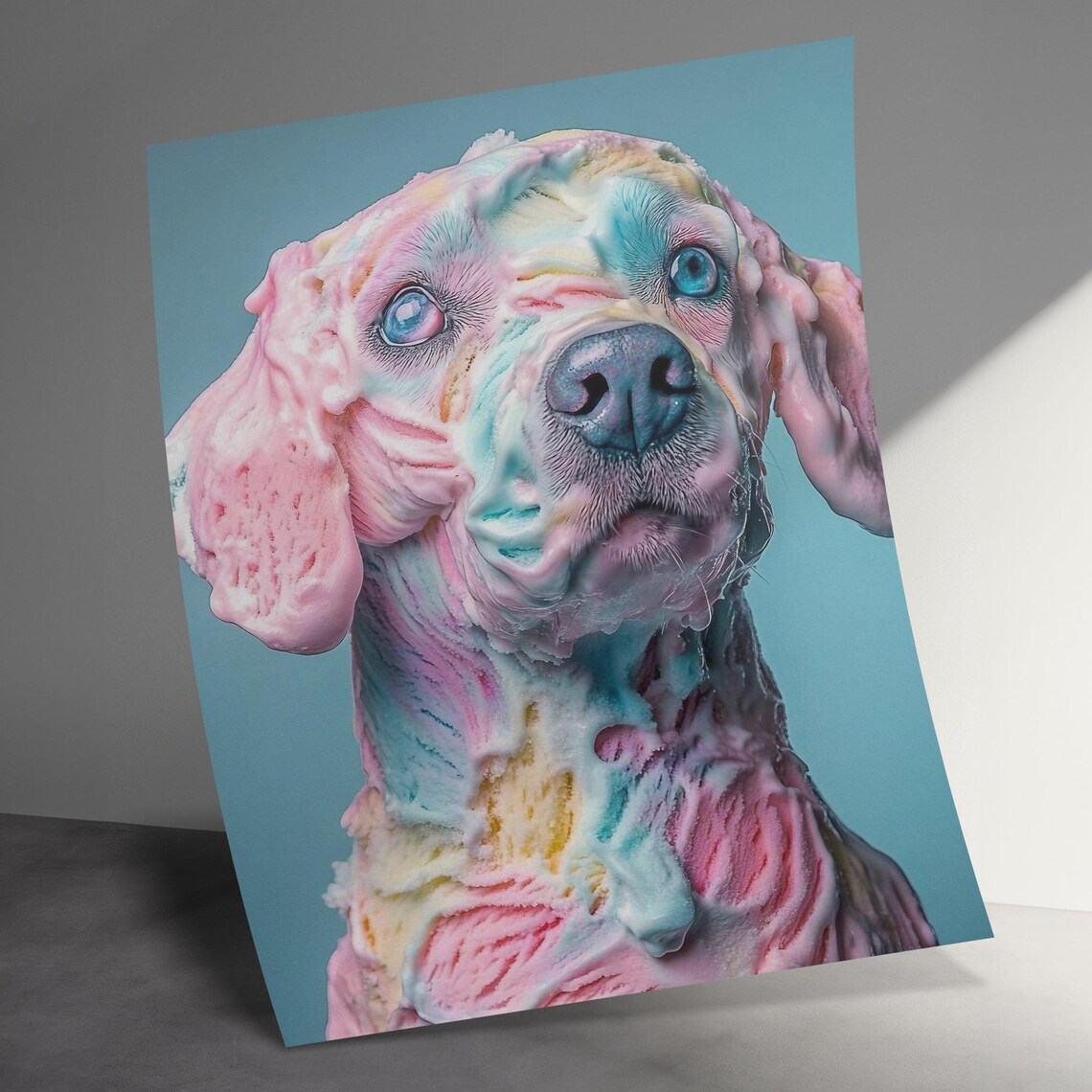 Dog Covered In Colorful Melted Ice Cream Pastel Fun Pet Art Poster - Image 3