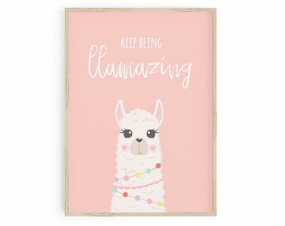 Llama Llamazing Wall Art Alpaca Instant Cute Nursery Decor Nursery Wall Art Girls Nursery Decor Llama Wall Art