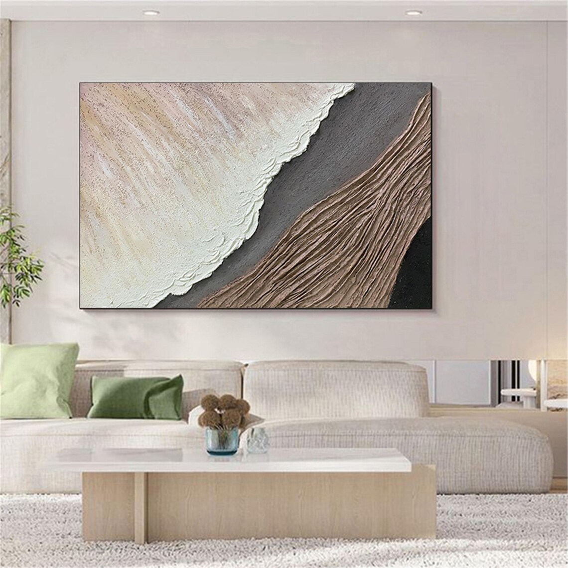 Brown Abstract Ocean Wall Art, Wabi Sabi Print - Image 3