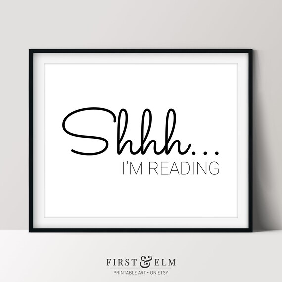 Shhh I'm Reading Bookworm Art Print, Home Library Decor
