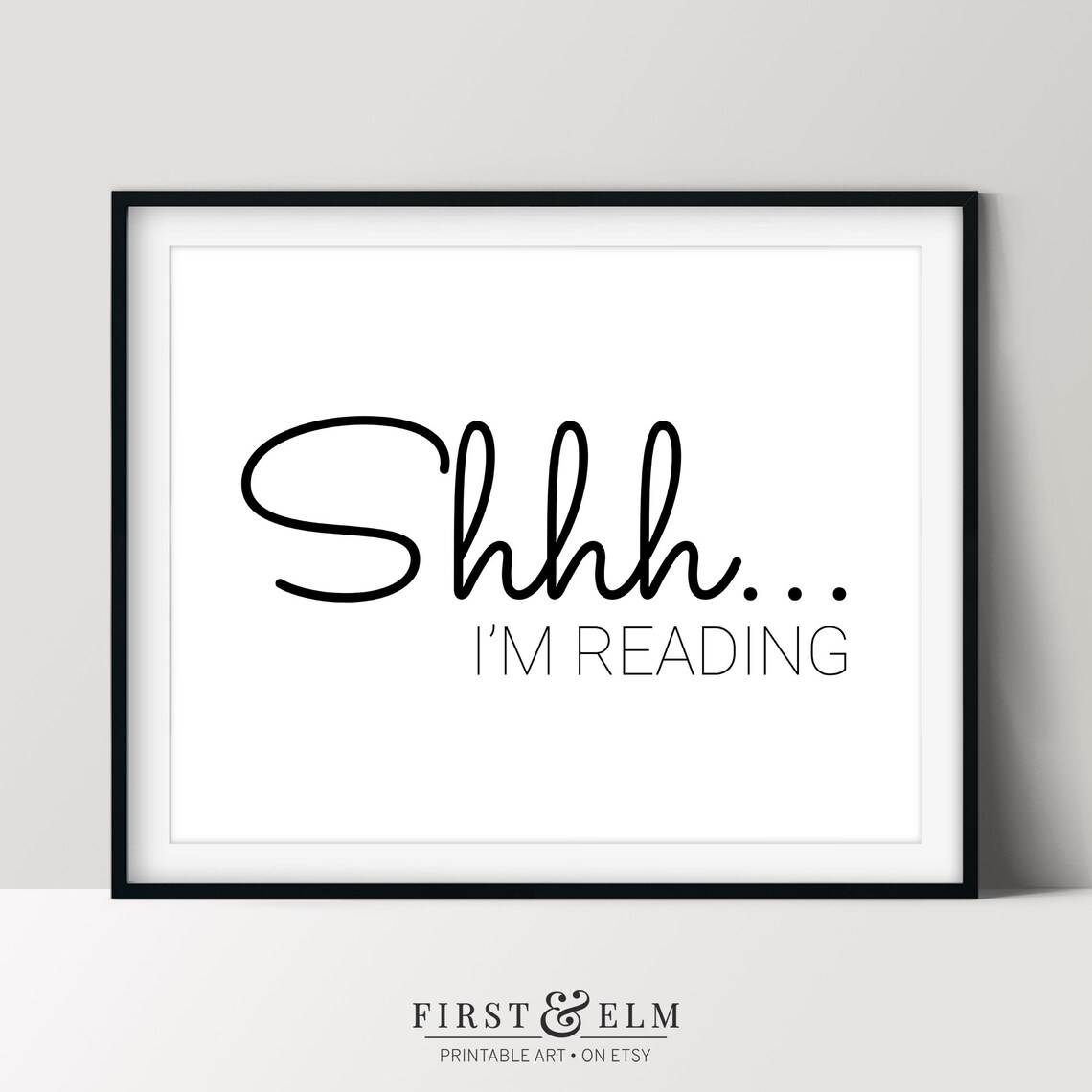 Shhh I'm Reading Bookworm Art Print, Home Library Decor
