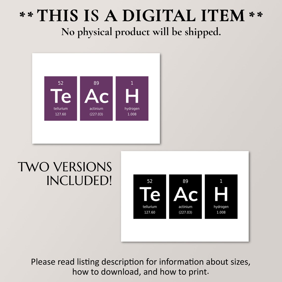 Teach Periodic Table Elements Typography Purple Teacher Poster - Image 2