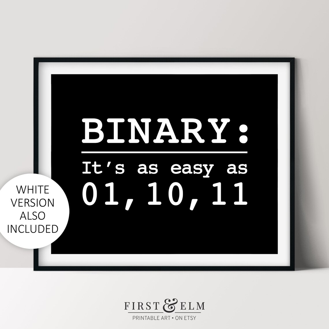 Binary Code Humor Art Print, Programmer Joke