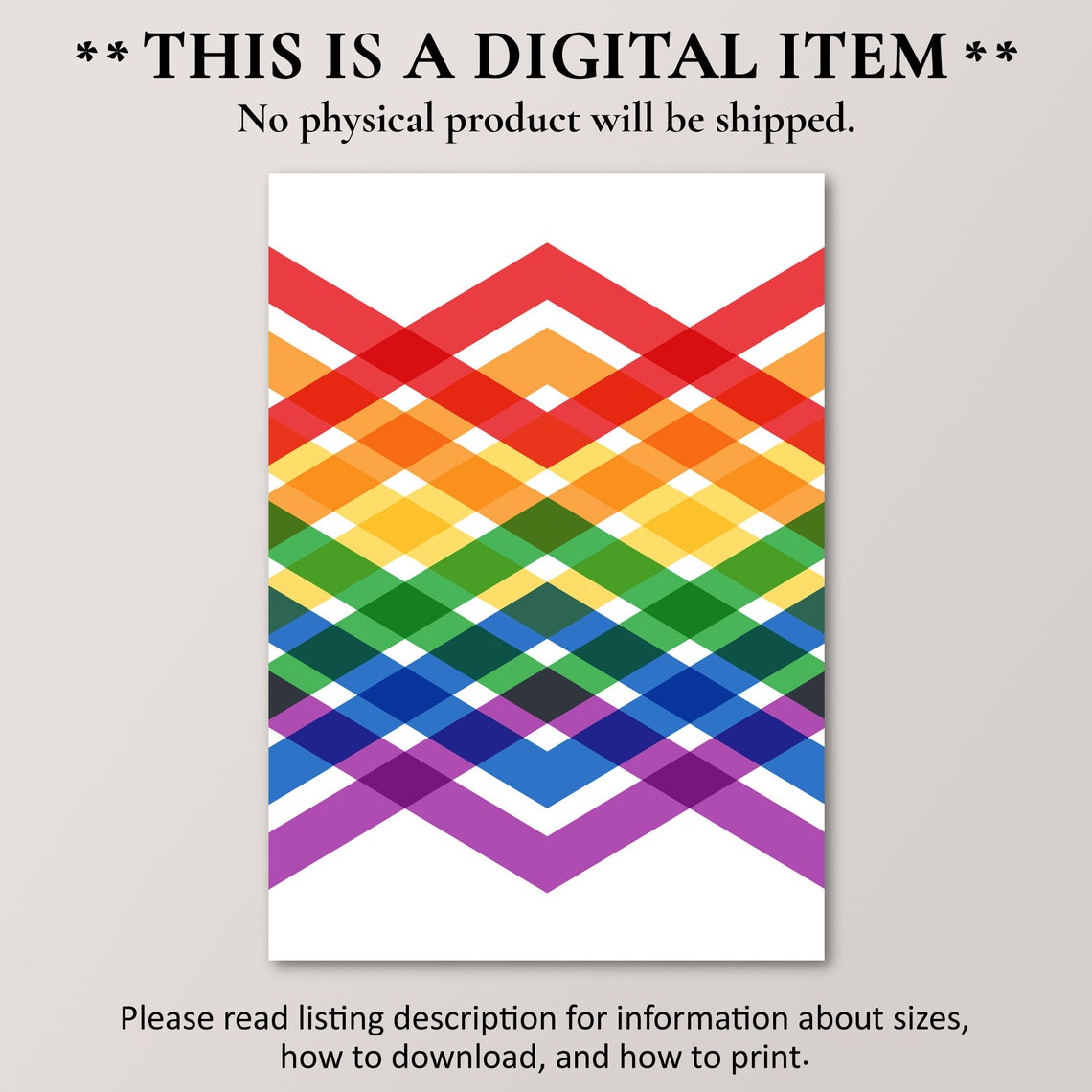 Pride Rainbow Geometric Chevron Diamond Pattern Lgbt Wall Art