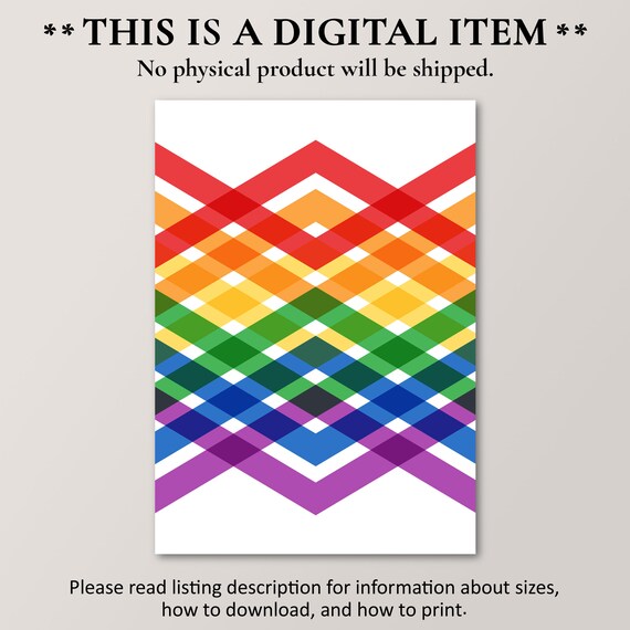 Pride Rainbow Print Geometric Design Unique Lgbt Poster Kids Playroom Home Decor
