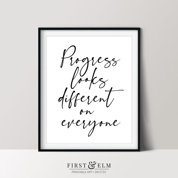 Progress Looks Different On Everyone Calligraphy Affirmation Poster