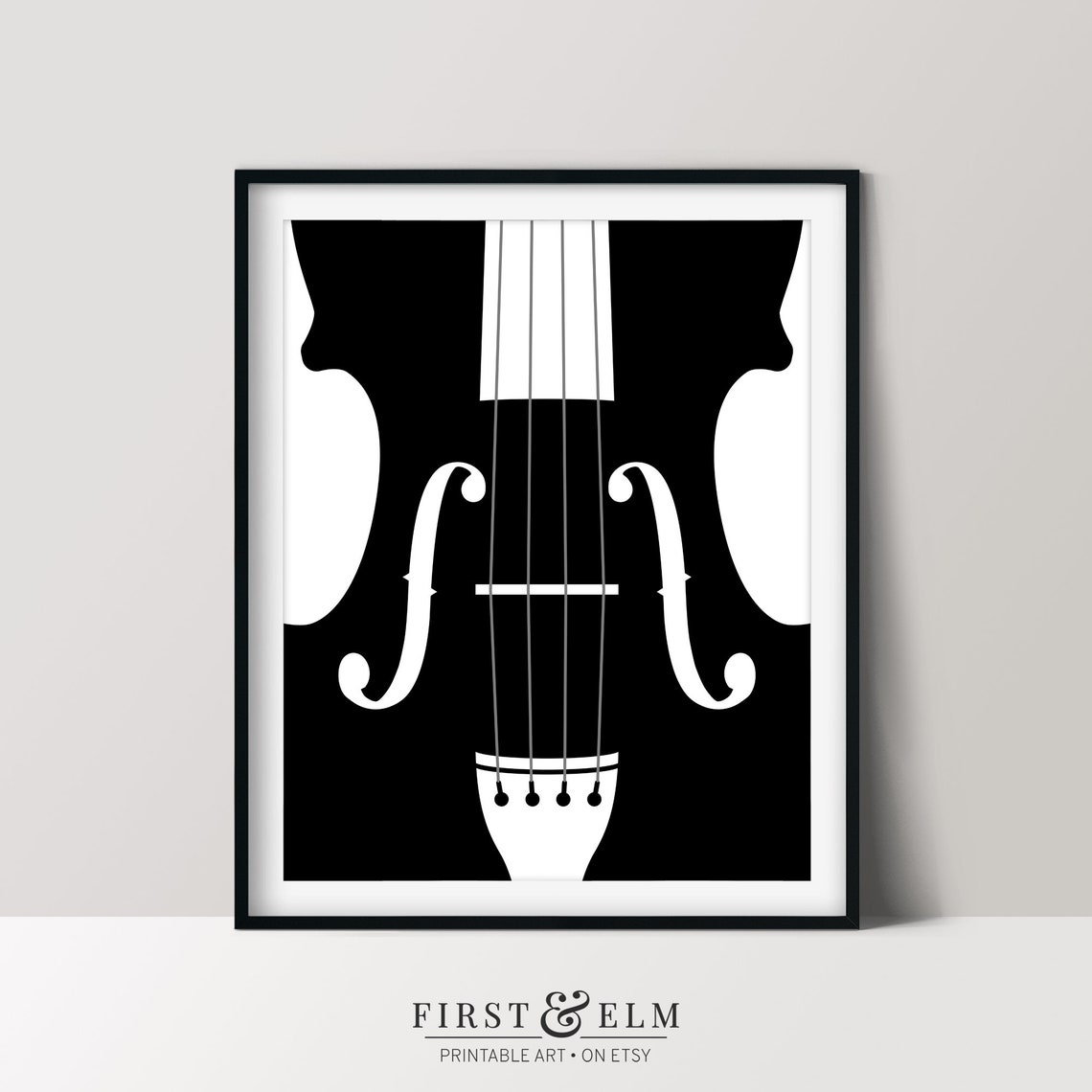 Violin Silhouette Minimalist Music Art Violinist Black White Print
