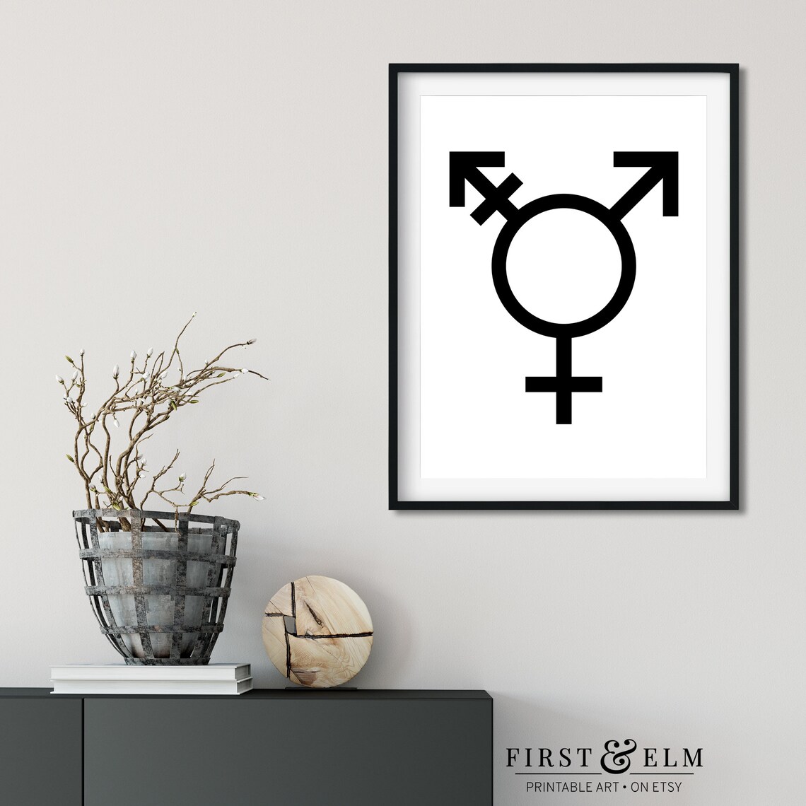 Transgender Symbol Pride Flag Colors Minimalist LGBTQ Wall Poster - Image 3