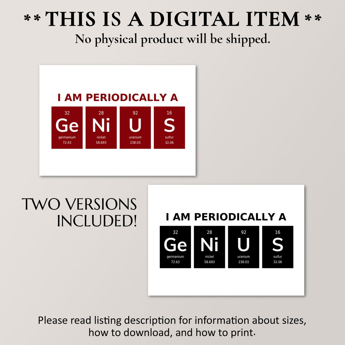 I Am Periodically A Genius Element Tiles Science Poster Nerdy Gift - Image 2