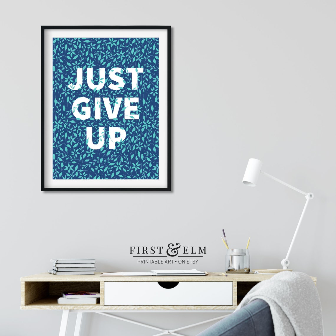 Just Give Up Funny Demotivational Floral Pink Humor Office Art Print - Image 2