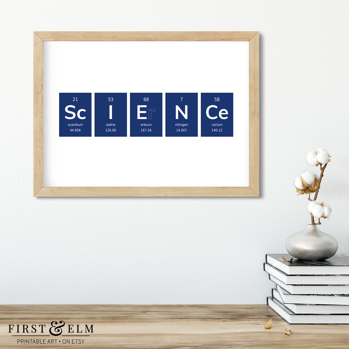 Science Periodic Table Elements Word Tiles Navy Blue Chemistry Poster - Image 3