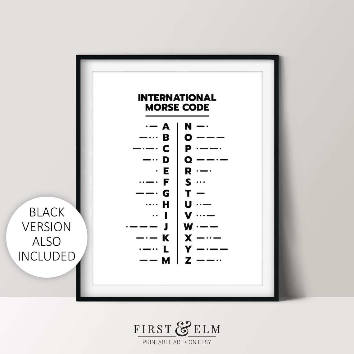 Morse Code Chart ABC Minimalist Poster Print