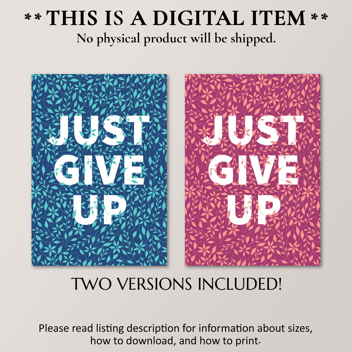 Just Give Up Funny Demotivational Floral Pink Humor Office Art Print - Image 4