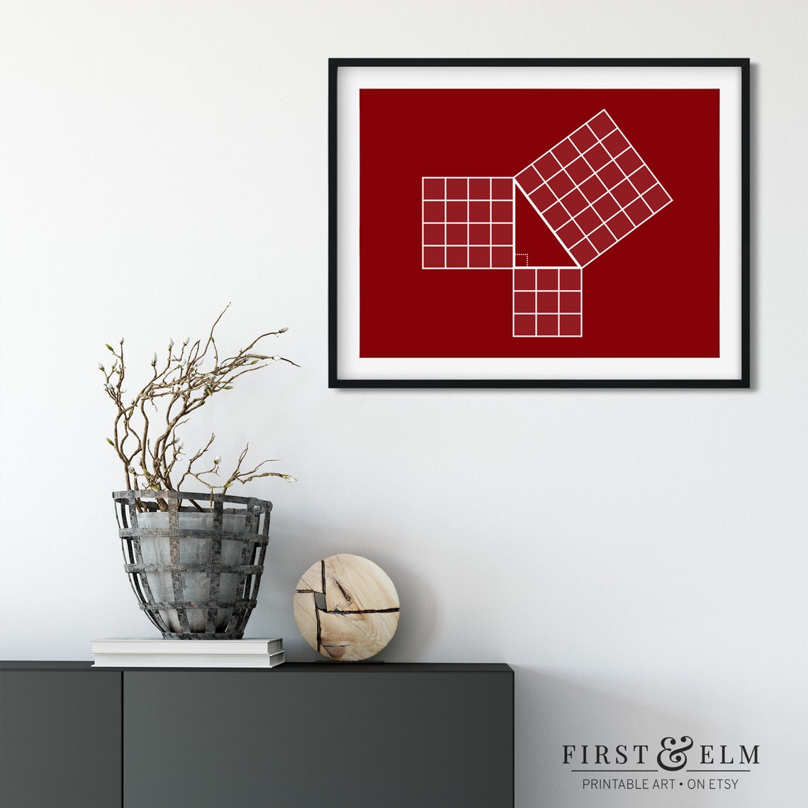 Pythagorean Theorem Proof Minimalist Brown Math Teacher Gift Art Print - Image 3