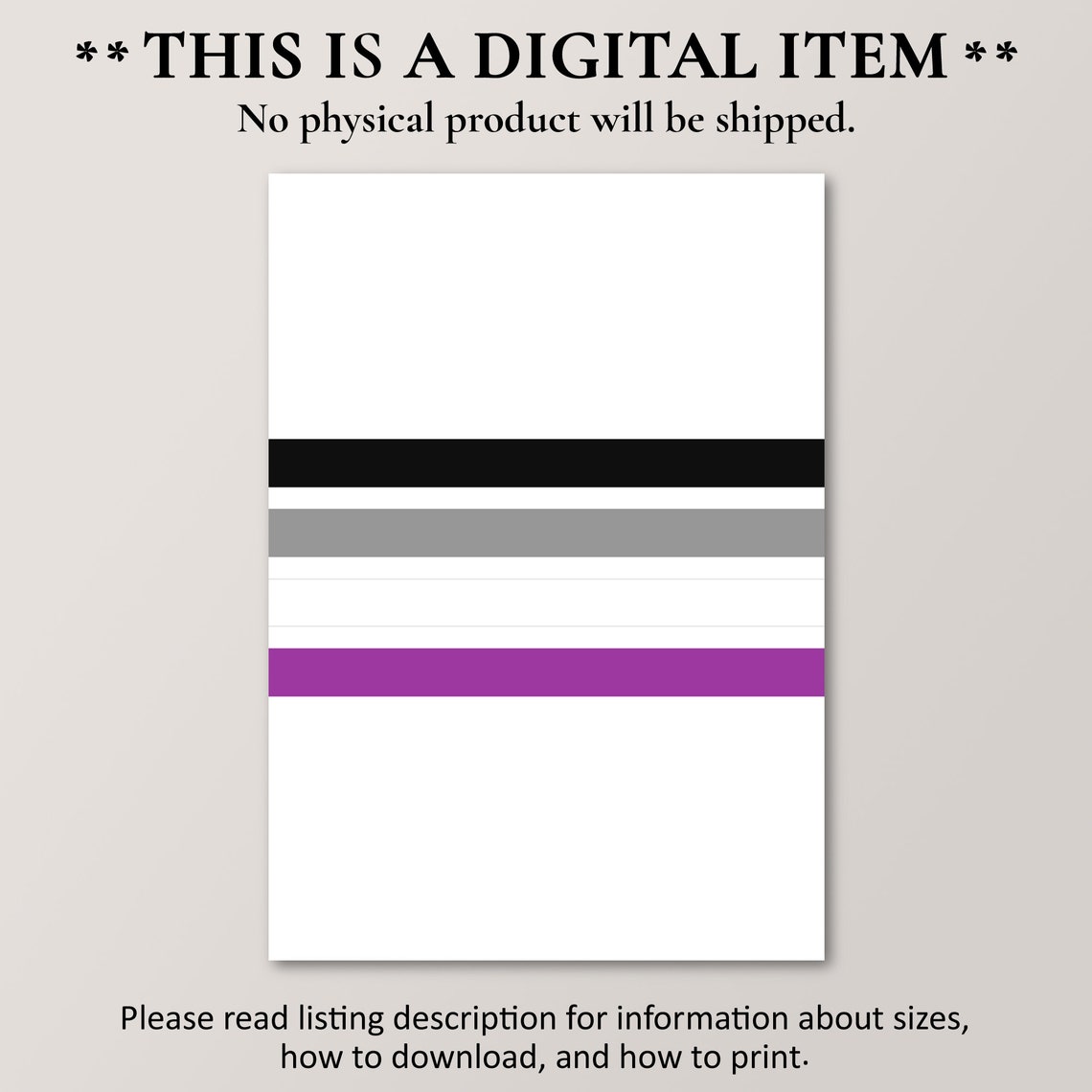 Asexual Pride Flag Minimalist Stripes Ace Modern Wall Poster - Image 2