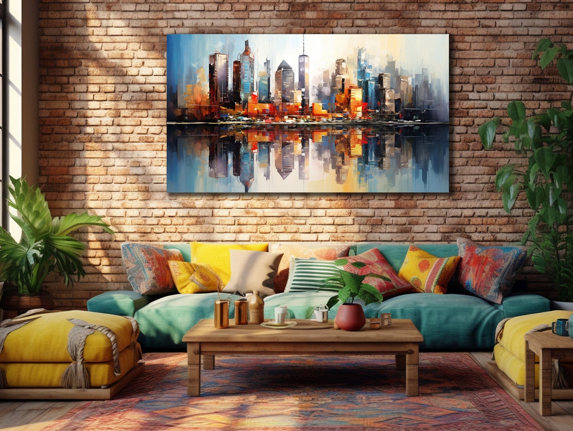 Abstract City Art Colorful Nyc Wall Art Home Wall Decor Cityscape Painting Oil Painting New York City Decor Housewarming Gifts