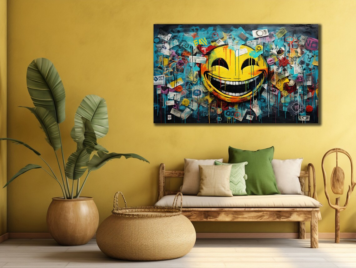 Smiley Face Emoji Graffiti Collage Street Art Fun Pop Wall Poster