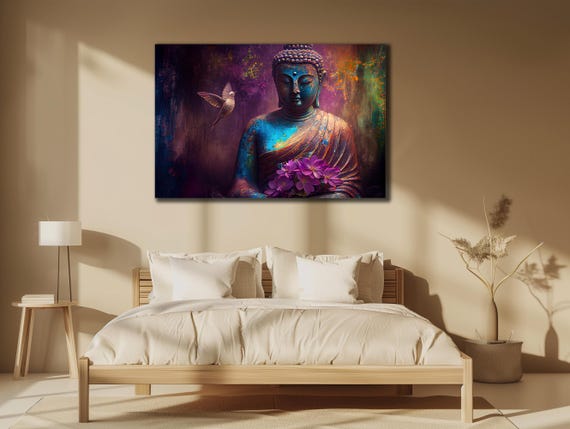 Colorful Buddha Print Asian Painting Wall Decor House Gift Idea For Wall Decor Yoga Wall Art Spiritual Poster Home Decoration