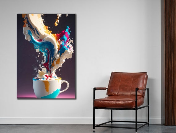 Colourful Cup Of Coffee Art Print, Coffee Shop Decor