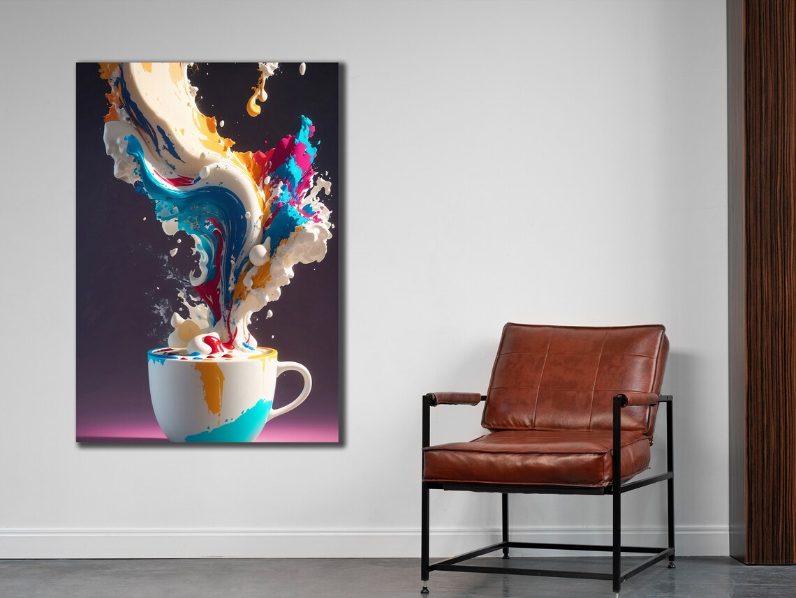 Colourful Cup Of Coffee Art Print, Coffee Shop Decor